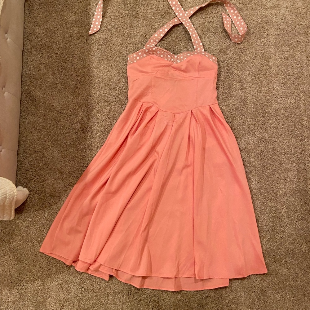 Pink Lindy Bop Halter Retro Dress 1950 - 1960